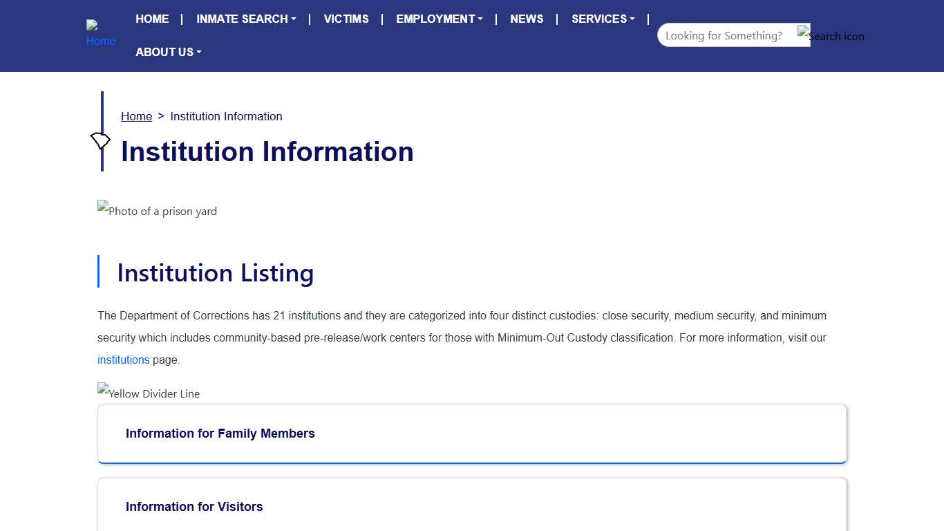 Institution Information South Carolina Department of Corrections